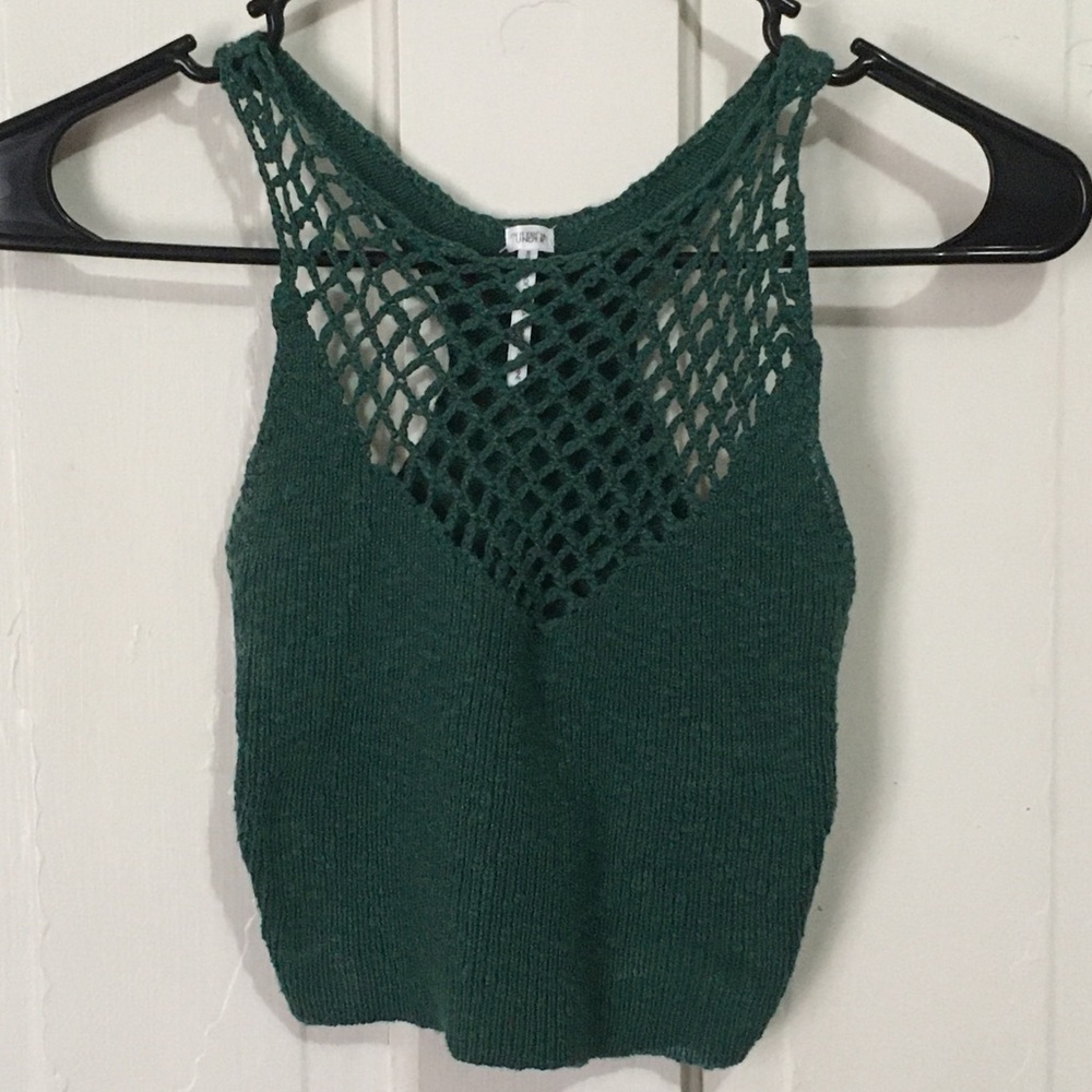 UO Out From Under green knit/crochet crop tank top